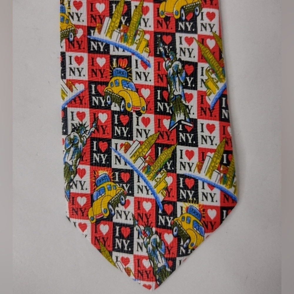 I❤️NY Rene Chagal Men's Necktie Tie New York NY City Taxi Cabs Statue Of Liberty